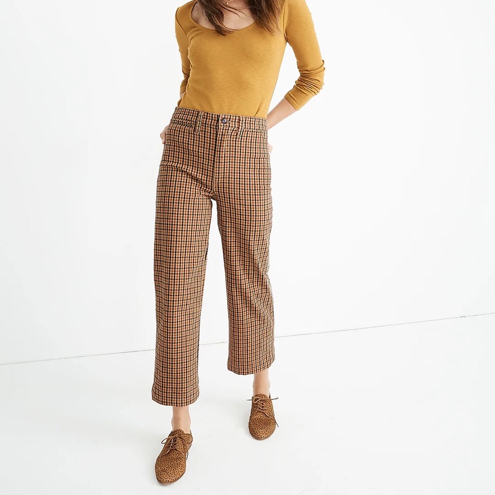 Madewell Slim Emmett Wide Leg Crop Pants, High Waist